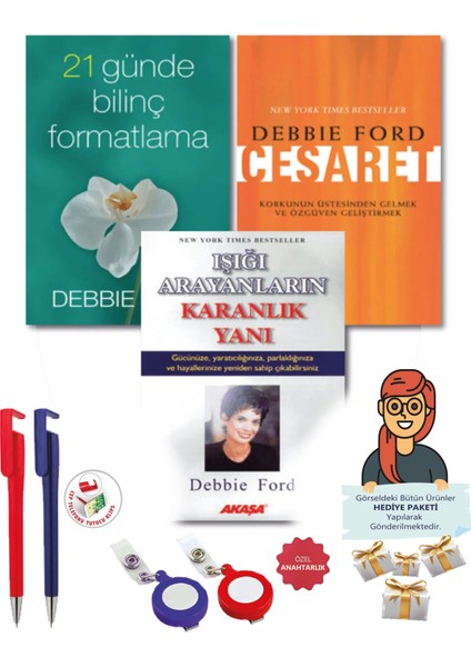 Maje Hediye+Debbie Ford 3 Kitap Işığı Arayanların Karanlık Yanı+21 Günde Bilinç Formatlama+Cesaret