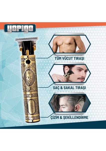 TR-8585 Profesyonel Kuaförlerin Tercihi Saç Ense Sakal Çizim Lazer Epilasyon Öncesi Tıraş Makinesi