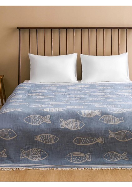 Lcw Home Balık Baskılı Çift Kişilik Yatak Örtüsü 200X220 cm (S5)