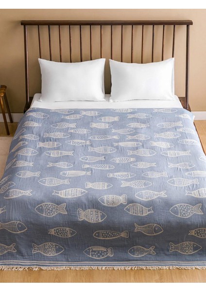 Lcw Home Balık Baskılı Çift Kişilik Yatak Örtüsü 200X220 cm (S5)