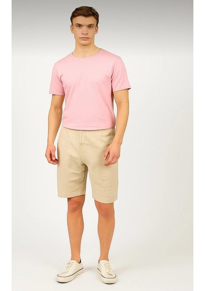 Erkek Düz T-Shirt – Orta Kumaş, Comfort Fit, Geniş Kesim, Günlük Giyime Uygun