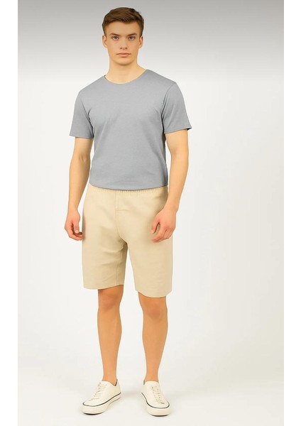 Erkek Düz T-Shirt – Orta Kumaş, Comfort Fit, Geniş Kesim, Günlük Giyime Uygun