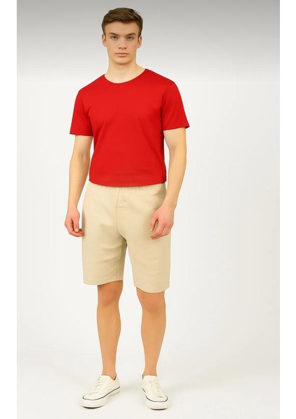 Erkek Düz T-Shirt – Orta Kumaş, Comfort Fit, Geniş Kesim, Günlük Giyime Uygun