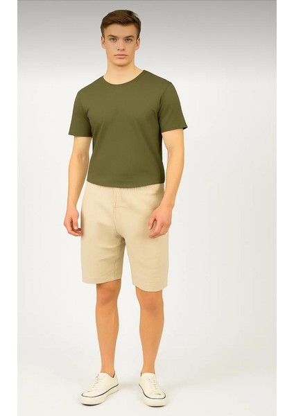 Erkek Düz T-Shirt – Orta Kumaş, Comfort Fit, Geniş Kesim, Günlük Giyime Uygun