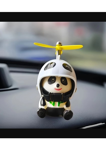 Sevimli Panda Motosiklet Kaskı Süsü, Araba Gösterge Paneli Aksesuarı, Araç Içi Dekorasyon