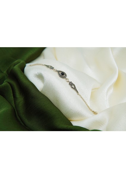 Kadın 925 Ayar Gümüş Oltutaşı Su Damlası Bileklik