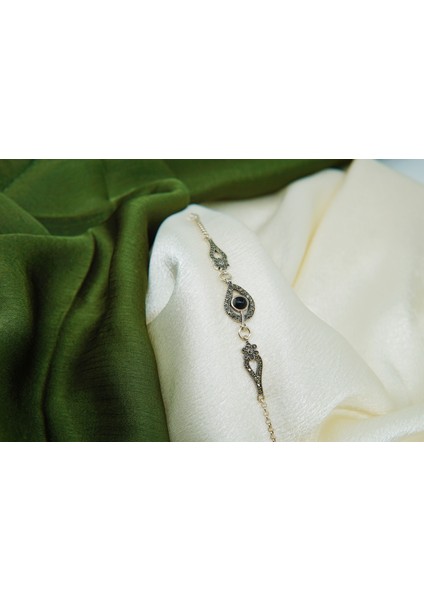 Kadın 925 Ayar Gümüş Oltutaşı Su Damlası Bileklik fiyatları