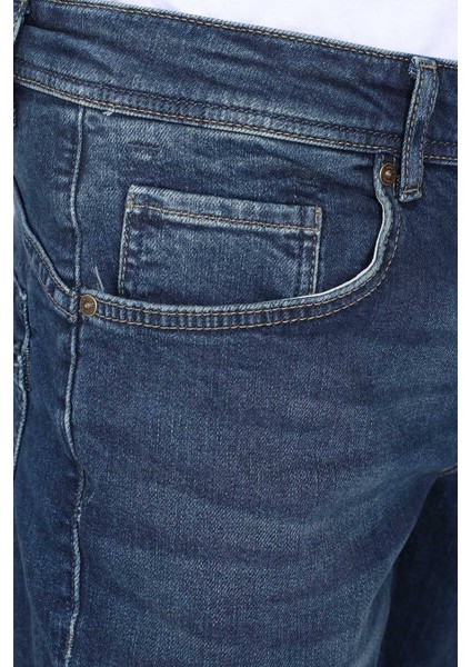 Erkek Koyu Mavi Düz Paça Jean Pantolon