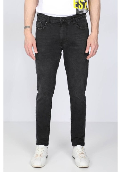 Erkek Siyah Straight Fit Jean Pantolon