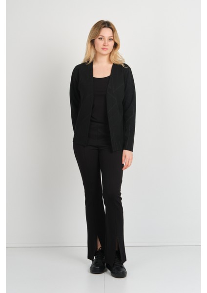 Kadın Simli Desenli Düğmesiz Ceket 24924 Siyah fiyatları