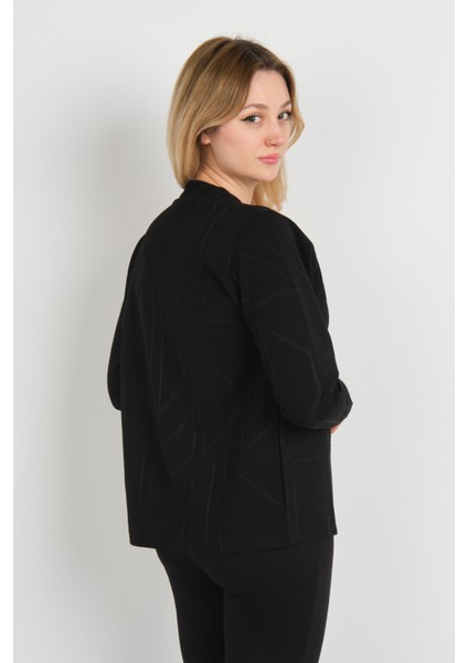 Kadın Simli Desenli Düğmesiz Ceket 24924 Siyah fırsatları