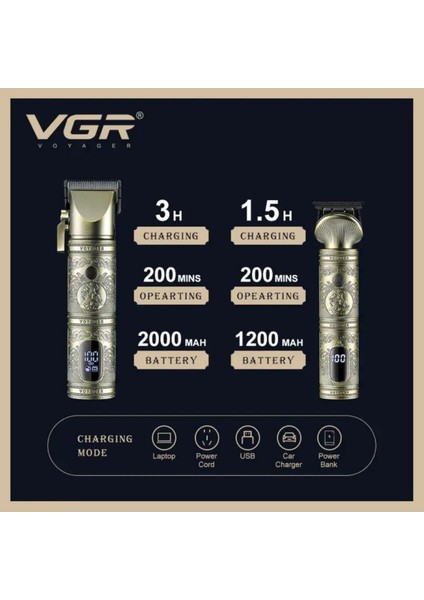 V-670 Metal Saç Kesim Makinesi Profesyonel Saç Sakal Berber Seti
