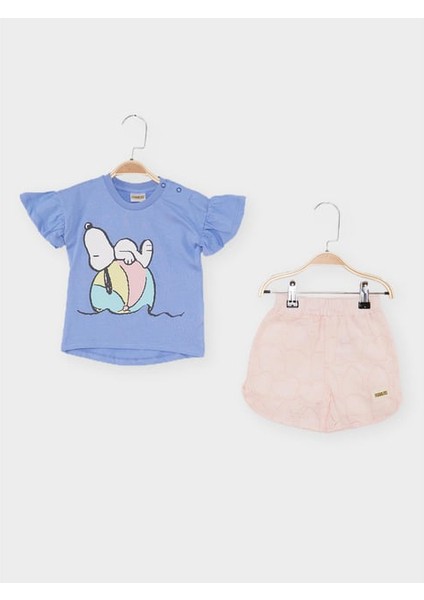 06-24 Ay Kız Bebek Snoopy Ikili Takım - Pembe