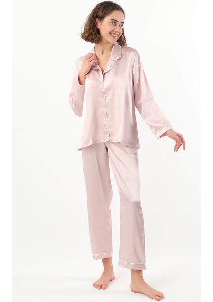 Pierre Cardin Kadın Biyeli Saten Pijama Takımı