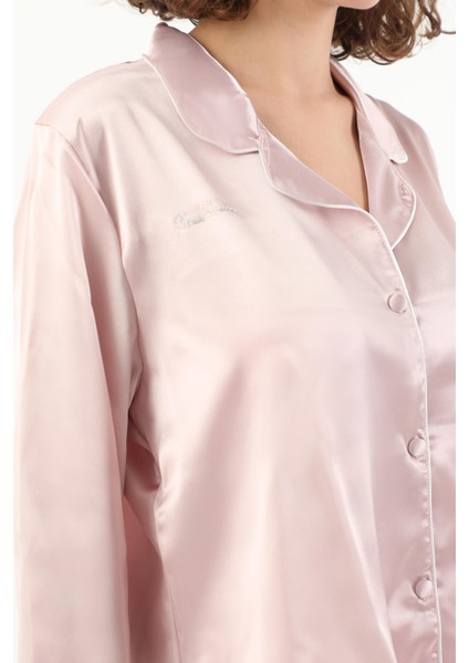 Pierre Cardin Kadın Biyeli Saten Pijama Takımı