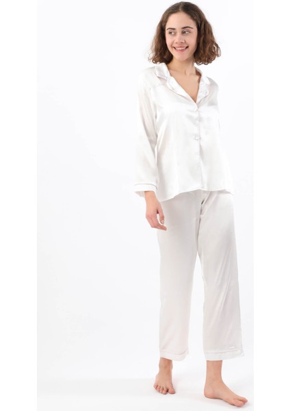 Kadın Biyeli Saten Pijama Takımı modelleri