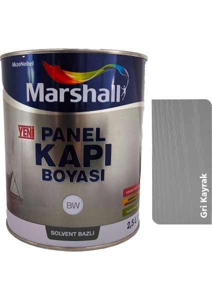 Solvent Bazlı Sentetik Panel Kapı Boyası 2.5 Lt Gri Kayrak