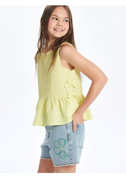 Lcw Kids Bisiklet Yaka Fiyonk Detaylı Kız Çocuk Bluz (S5)