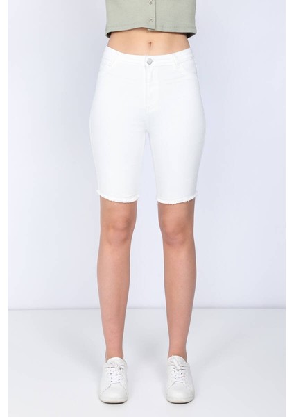 Kadın Beyaz Bermuda Jean Şort fiyatları