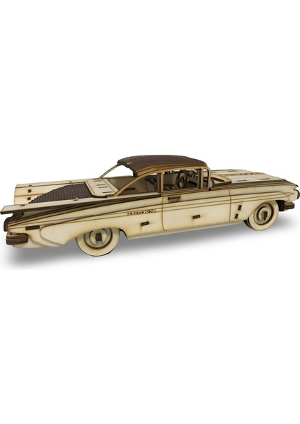 219 Parça 1959 Chevy Impala Ahşap Maket - 3D Ahşap Retro Araba Modeli