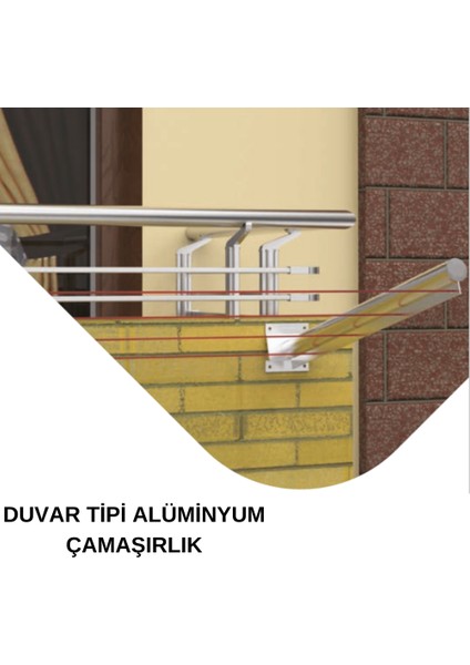 Balkon Çamaşır Kurutma Askısı Kurutmalık Duvar Tipi Montaj
