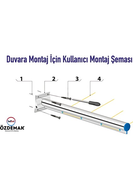 Balkon Çamaşır Kurutma Askısı Kurutmalık Duvar Tipi Montaj