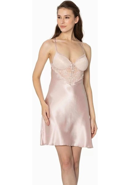 Kadın Midi Saten Gecelik Sabahlık Takım