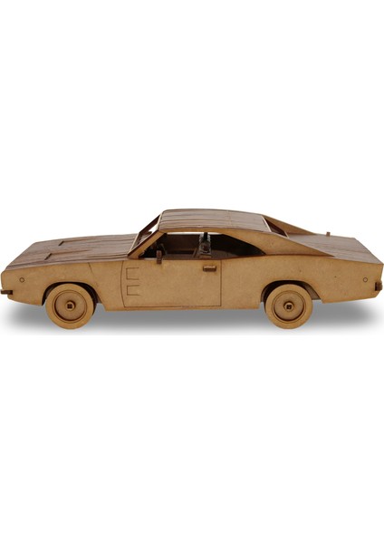 109 Parça 1968 Dodge Charger Ahşap Maket - 3D Ahşap Retro Araba Maketi