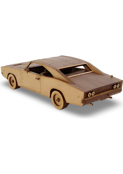 109 Parça 1968 Dodge Charger Ahşap Maket - 3D Ahşap Retro Araba Maketi