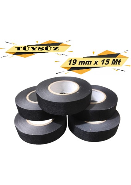 Tüysüz Bez Bant Elektrik Kablo Bandı 19 mm x 15 Metre 5 Adet