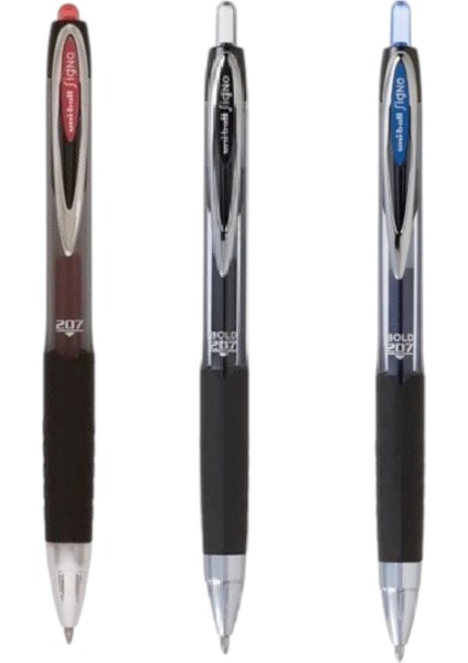 Uniball Signo 207 ( 1.0 ) Mekanik Jel Kalem Mavi-Siyah-Kırmızı Set