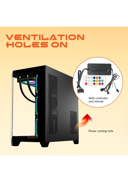 Edge-7 Argb FANLI-ARGB KUMANDA KONTROL-360MM Sıvı SOĞUTMA-TAM MODÜLER 850W 80 Plus Bronze Psu-Siyah Akvaryum Kasa