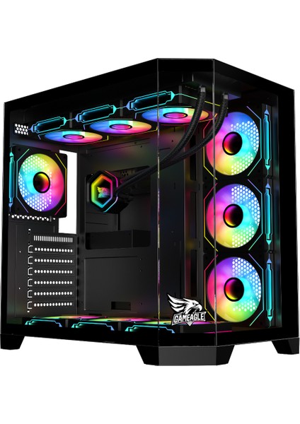 Edge-7 Argb FANLI-ARGB KUMANDA KONTROL-360MM Sıvı SOĞUTMA-TAM MODÜLER 850W 80 Plus Bronze Psu-Siyah Akvaryum Kasa