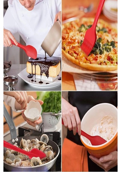 Silikon Mutfak Seti 6’lı, Isıya Dayanıklı Yanmaz Yapışmaz Silikon Spatula Seti 6 Parça Kırmızı fiyatları