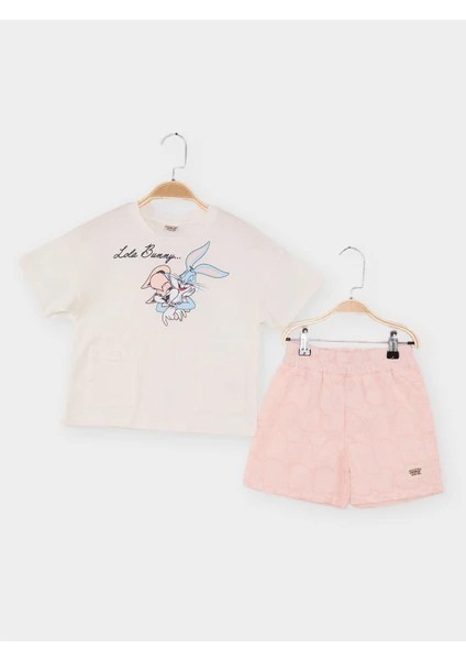 05-08 Yaş Arası Kız Çocuk Looney Tunes Ikili Takım - Ekru