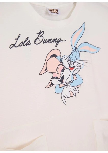 05-08 Yaş Arası Kız Çocuk Looney Tunes Ikili Takım - Ekru modelleri