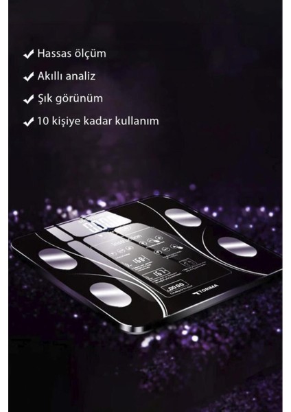 XK-26C Siyah Dijital Baskül Yağ Kas Su Vücut Kitle Indeksi Kilo Ölçer Bluetooth Tartı