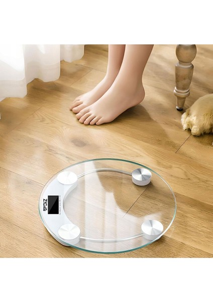 BY-001 Dijital Baskül Banyo Tartı 180 kg Kapasiteli Temperli Cam (Yuvarlak)