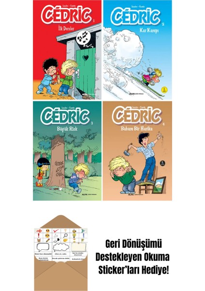 Cedric 1-2-3-4. Ciltler Çizgi Roman Seti + Okuma Sticker'ları