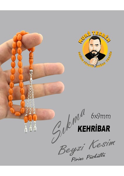 Pirinç Püsküllü Sıkma Kehribar Beyzi Kesim 6x9