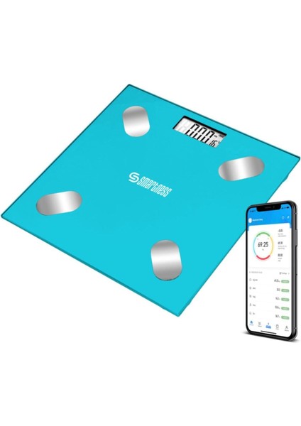 Yağ Ölçer Fonksiyonlu Akıllı Bluetooth Tartı Baskül Vücut Analizli