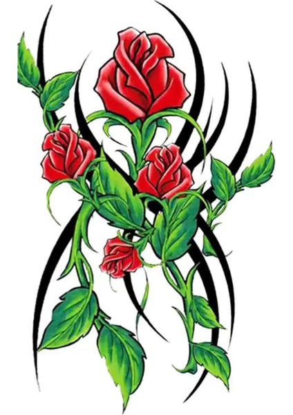 Gül Figürlü Geçici Dövme Tattoo