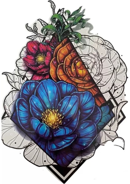 Gül Figürlü Geçici Dövme Tattoo