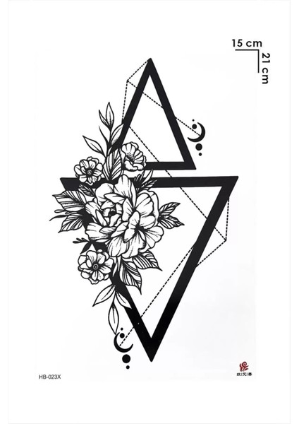 Üçgen ve Gül Geçici Dövme Tattoo