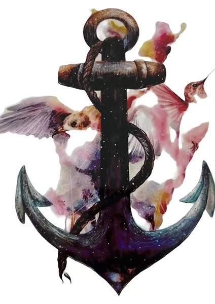 Karışık Renk Çapa Figürlü Dövme Tattoo