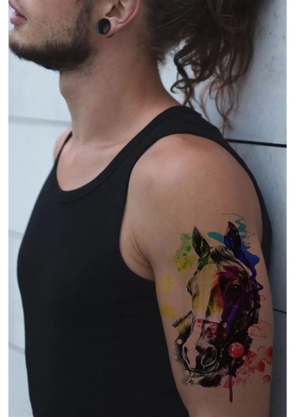 At Kafası Geçici Dövme Tattoo