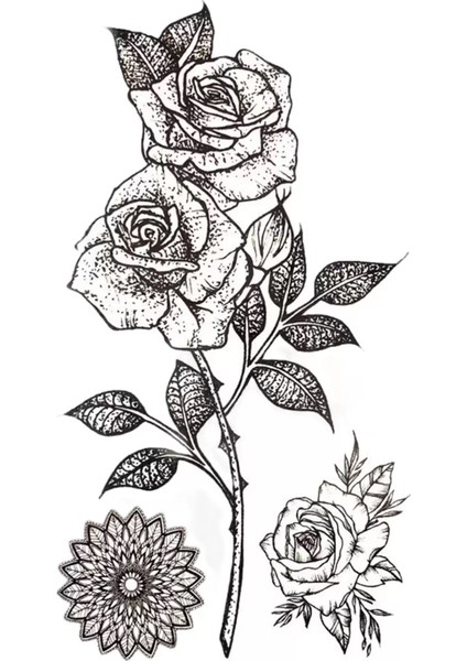 Gül Figürlü Geçici Mini Dövme Tattoo