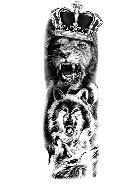 Geçici Aslan ve Kurt Figürlü Dövme Tattoo