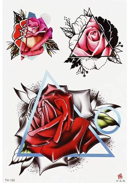 Üçgen Gül Geçici Dövme Tattoo
