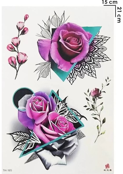 Gül Figürlü Geçici Dövme Tattoo
